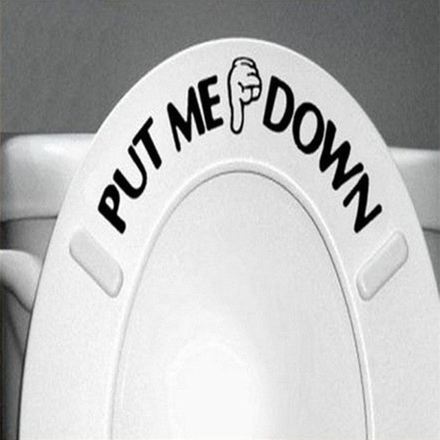 Rush Sales Gesture Hand Decal Funny Bathroom Toilet Seat Wall Sticker Sign for PUT ME DOWN  Wallstickers Wall Sticker