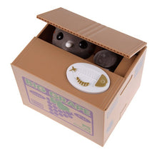 New Arrival Square 40 Coins Greedy Cat Panda Steal Coin Piggy Bank Automated Savings Box Toy Gift White Money Coin Boxes Gifts