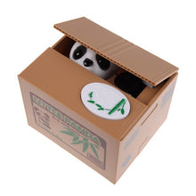 New Arrival Square 40 Coins Greedy Cat Panda Steal Coin Piggy Bank Automated Savings Box Toy Gift White Money Coin Boxes Gifts
