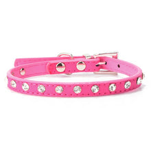 Puppy Dogs Collar Bell Rhinestone PU Leather Cat Supply Collars Pet Neck Strap