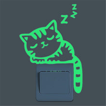 Luminous Stickers Sleepy Cat Switch Sticker Glow in the Dark Funny DIY Home Decoration Living Room Fluorescent Sticker poster