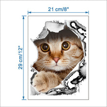 3D Cats Wall Sticker Toilet Stickers Hole View Vivid Dogs Bathroom Room Decoration Animal Vinyl Decals Art Sticker Wall Poster
