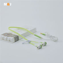 Hot sale ! M&J Glowing Earphone Luminous Light Metal Zipper Earbuds Glow In The Dark For Iphone Samsung Xiaomi MP3 With Mic