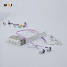 Hot sale ! M&J Glowing Earphone Luminous Light Metal Zipper Earbuds Glow In The Dark For Iphone Samsung Xiaomi MP3 With Mic