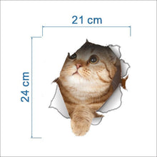 3D Cats Wall Sticker Toilet Stickers Hole View Vivid Dogs Bathroom Room Decoration Animal Vinyl Decals Art Sticker Wall Poster