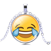 New Brand Jewelry 13 Style Silver Colour  with Glass Cabochon Cute Emoji Pattern Choker Long Pendant Necklace for Women Gift