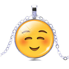 New Brand Jewelry 13 Style Silver Colour  with Glass Cabochon Cute Emoji Pattern Choker Long Pendant Necklace for Women Gift