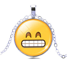 New Brand Jewelry 13 Style Silver Colour  with Glass Cabochon Cute Emoji Pattern Choker Long Pendant Necklace for Women Gift