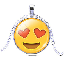 New Brand Jewelry 13 Style Silver Colour  with Glass Cabochon Cute Emoji Pattern Choker Long Pendant Necklace for Women Gift