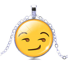 New Brand Jewelry 13 Style Silver Colour  with Glass Cabochon Cute Emoji Pattern Choker Long Pendant Necklace for Women Gift