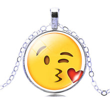 New Brand Jewelry 13 Style Silver Colour  with Glass Cabochon Cute Emoji Pattern Choker Long Pendant Necklace for Women Gift