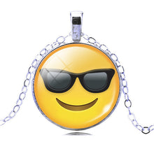 New Brand Jewelry 13 Style Silver Colour  with Glass Cabochon Cute Emoji Pattern Choker Long Pendant Necklace for Women Gift