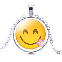 New Brand Jewelry 13 Style Silver Colour  with Glass Cabochon Cute Emoji Pattern Choker Long Pendant Necklace for Women Gift