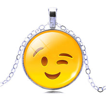 New Brand Jewelry 13 Style Silver Colour  with Glass Cabochon Cute Emoji Pattern Choker Long Pendant Necklace for Women Gift