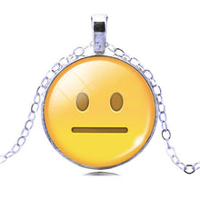New Brand Jewelry 13 Style Silver Colour  with Glass Cabochon Cute Emoji Pattern Choker Long Pendant Necklace for Women Gift
