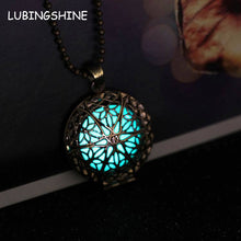 Steampunk Antique Bronze Magic Round Locket Glow In The Dark Pendant Necklace Glowing Luminous Vintage Hollow Necklace Gift N282