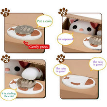New Arrival Square 40 Coins Greedy Cat Panda Steal Coin Piggy Bank Automated Savings Box Toy Gift White Money Coin Boxes Gifts